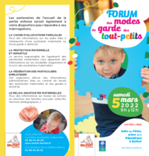 Programme du forum des modes de garde des tout-petits