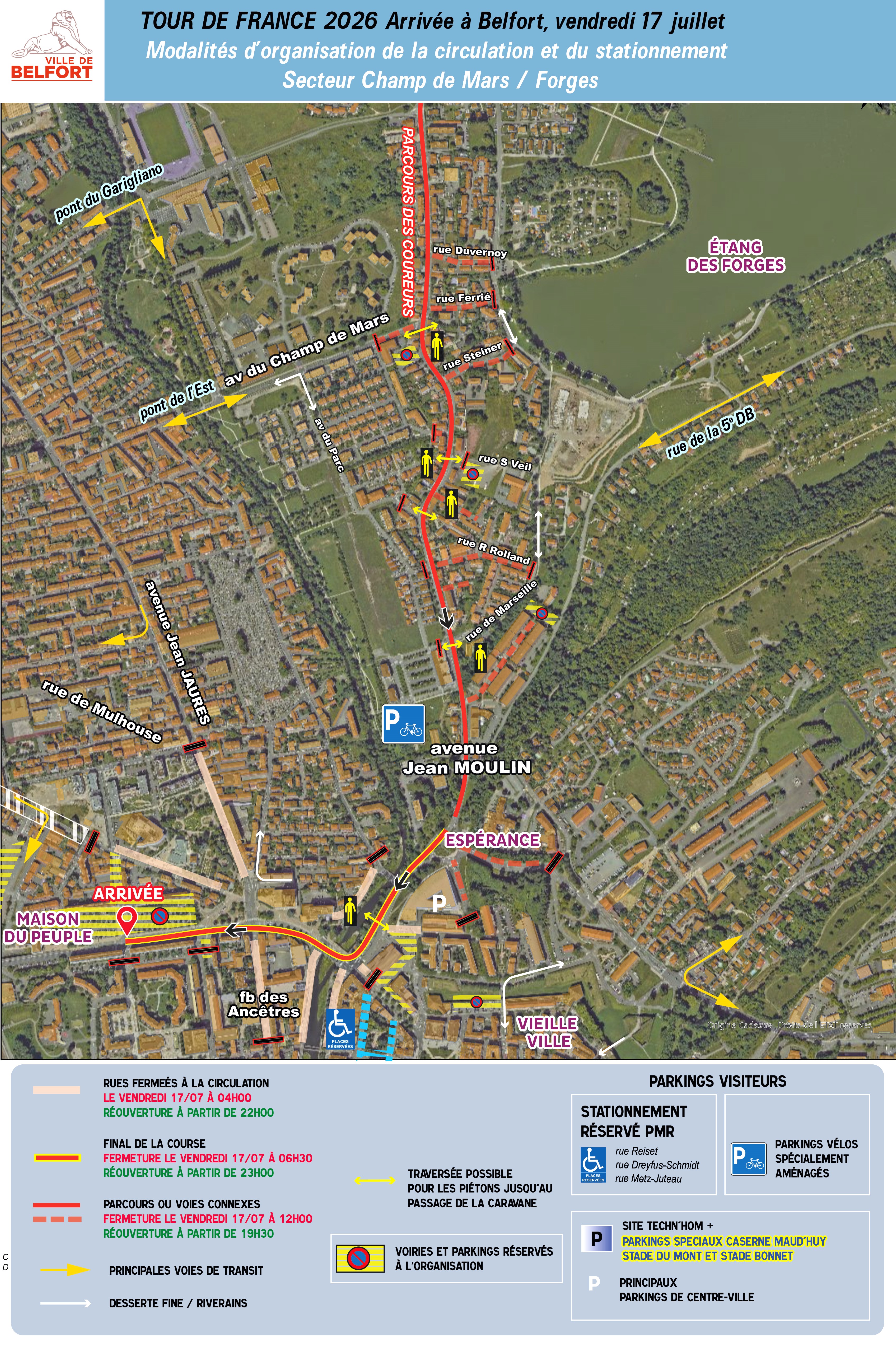 Carte de circulation et de stationnement du secteur Champ de Mars / Forges